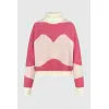Sweet style color blocked versatile knitted sweater for women