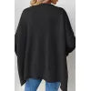 Slit V-Neck Dropped Shoulder Sweater