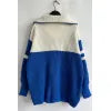 Quarter Zip Striped Dropped Shoulder Sweater