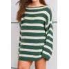 Striped Round Neck Dropped Shoulder Sweater